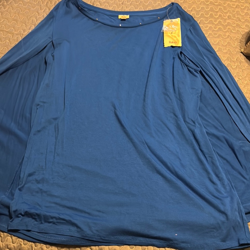 Reba royal Blue Oversized Long Sleeve Blouse